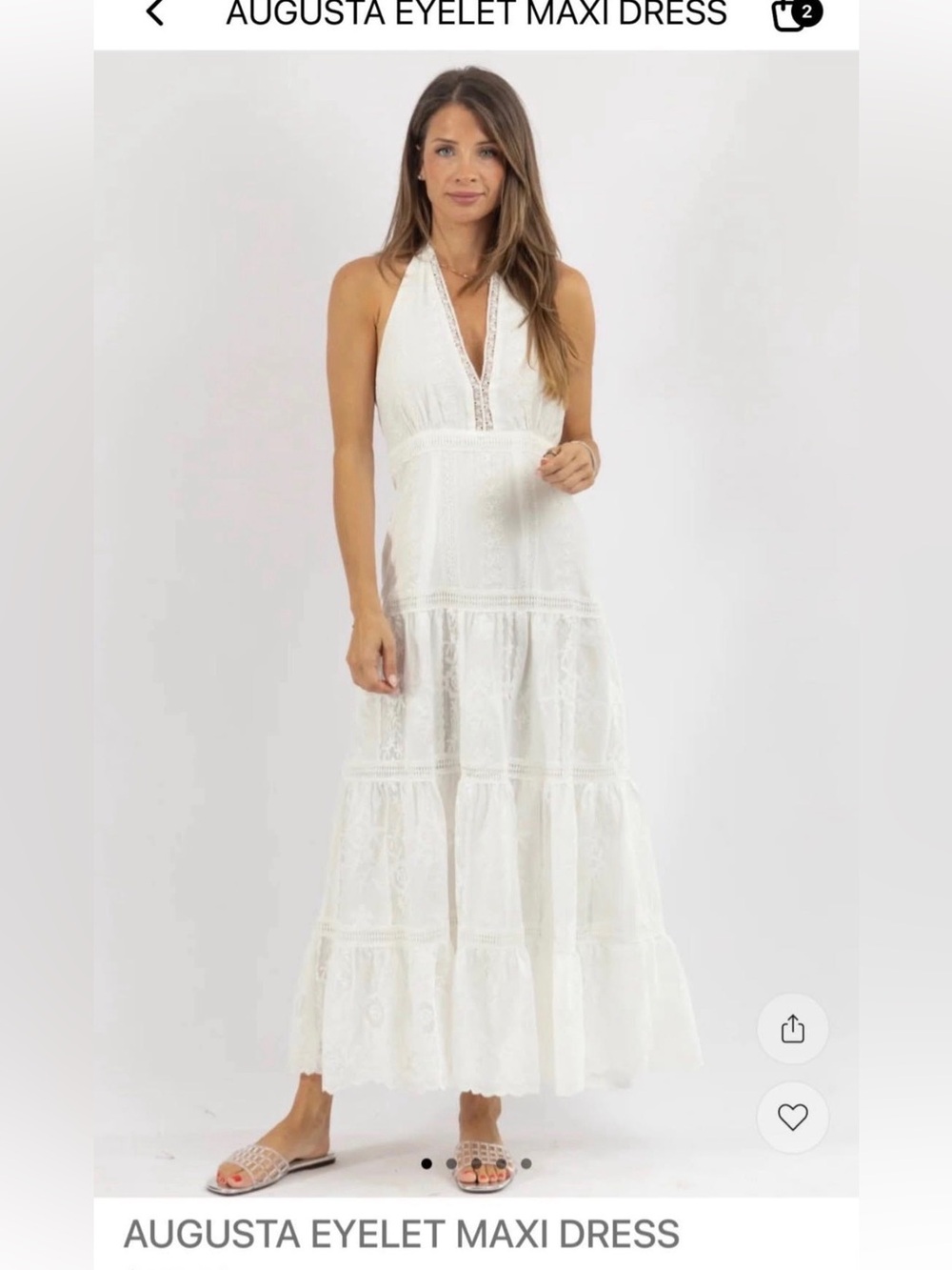 Eyelet Halter Maxi Dress - White